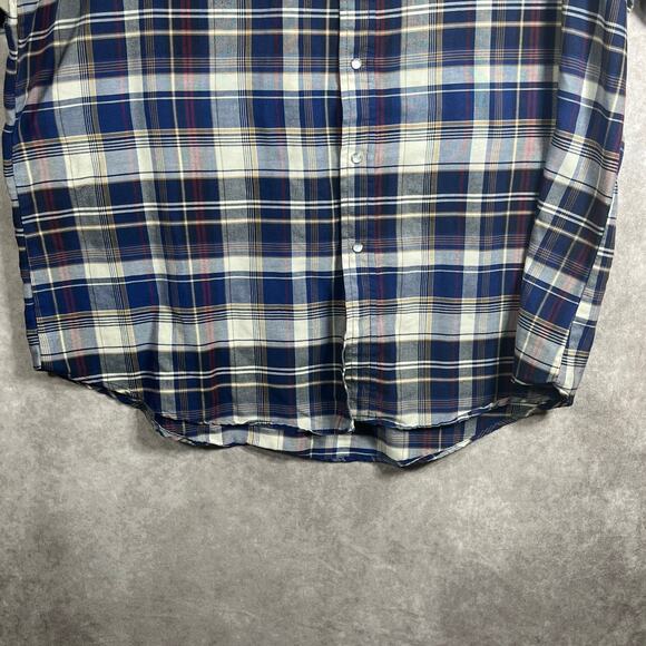 Ely Cattleman Western Shirt Mens XL Blue Plaid Pearl Snap Wrinkle Resistant - Picture 3 of 9